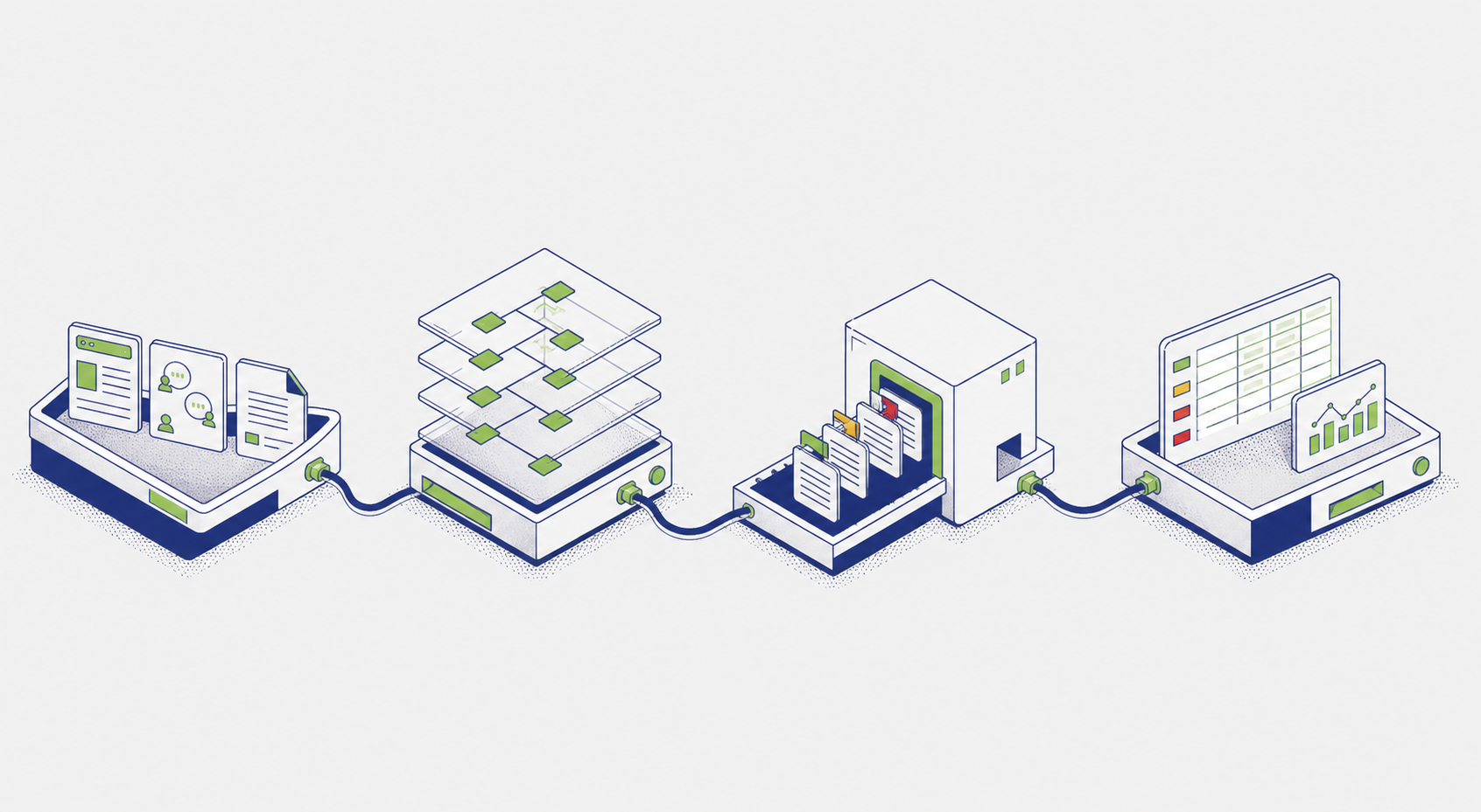 Four connected AA Scraper modules for public-source intake, taxonomy construction, contextual classification, and structured insight output